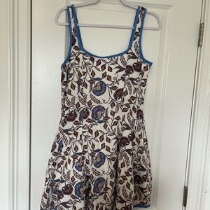 Periwinkle & Brown Linen Sundress